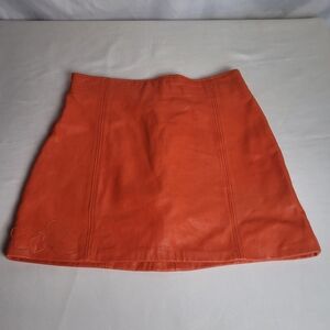 Firenze Santa Barbara Vintage Orange Leather Mini Skirt Size 8